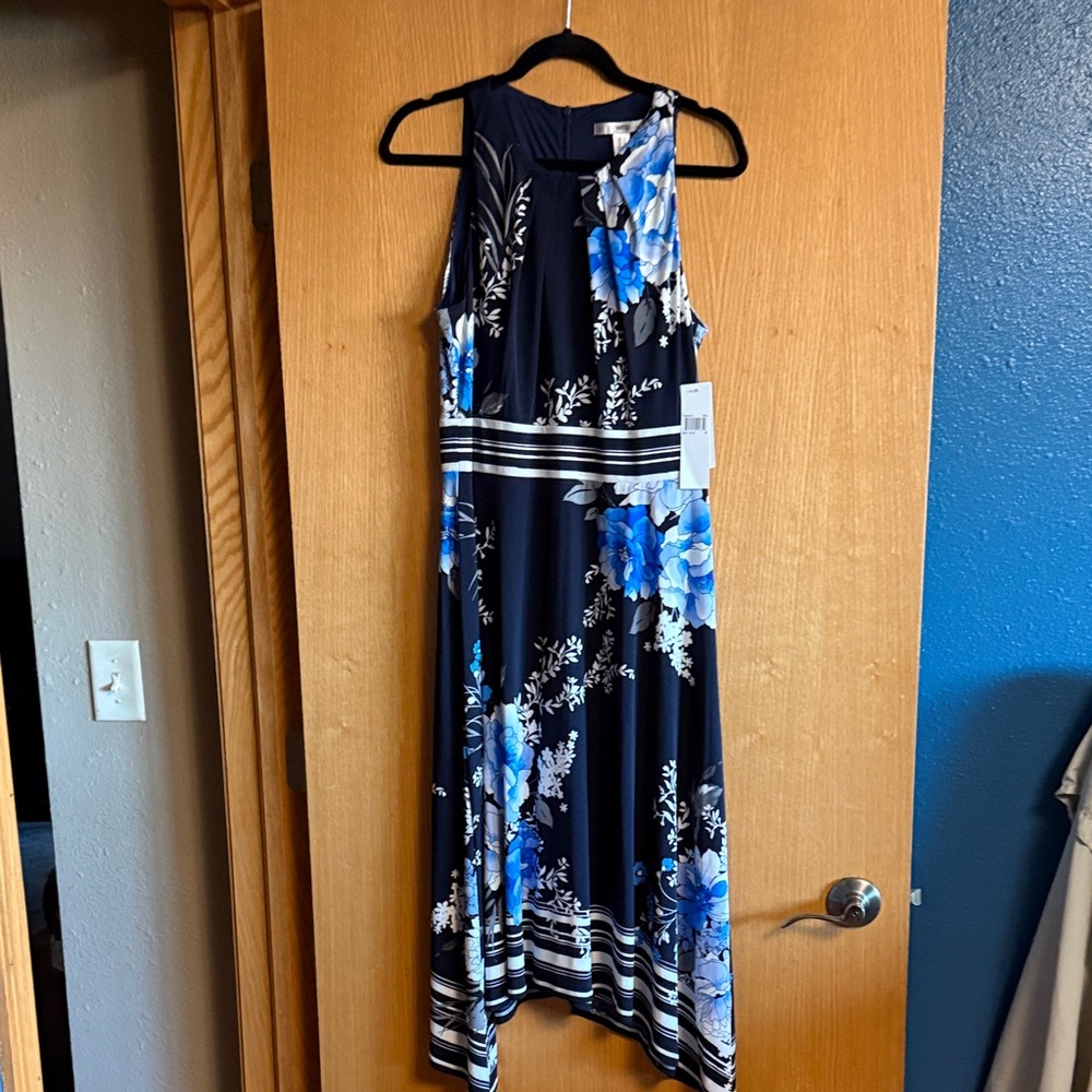 Floral Maxi Dress in Blue and Black